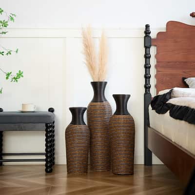 Set of 3 Classic Decorative Artificial Floor Vases, High Independent Flower Racks (20"/24"/28" H)