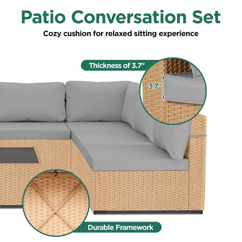 UPHA 7-Piece Wicker Outdoor Seating Group with Cushions