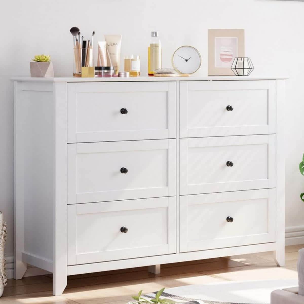 Modern Simply Chest of Drawers, Wood Storage Double Dresser with Deep Drawers for Living Room Hallway Entryway