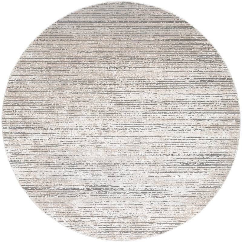 Livabliss Tranquil Modern Grey and Taupe Area Rug - Grey - 7'10" Round