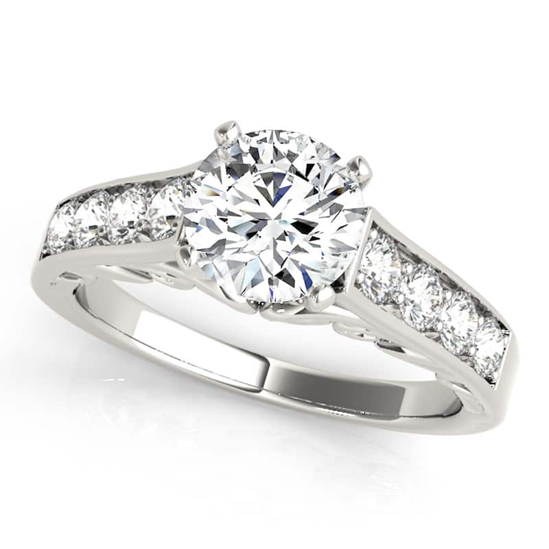 Auriya 14k White Gold Lab Grown Round Diamond Engagement Ring 0.50 to 5.00 ct. tw. (F-G VS) - 1.25 ct. center - 6.5