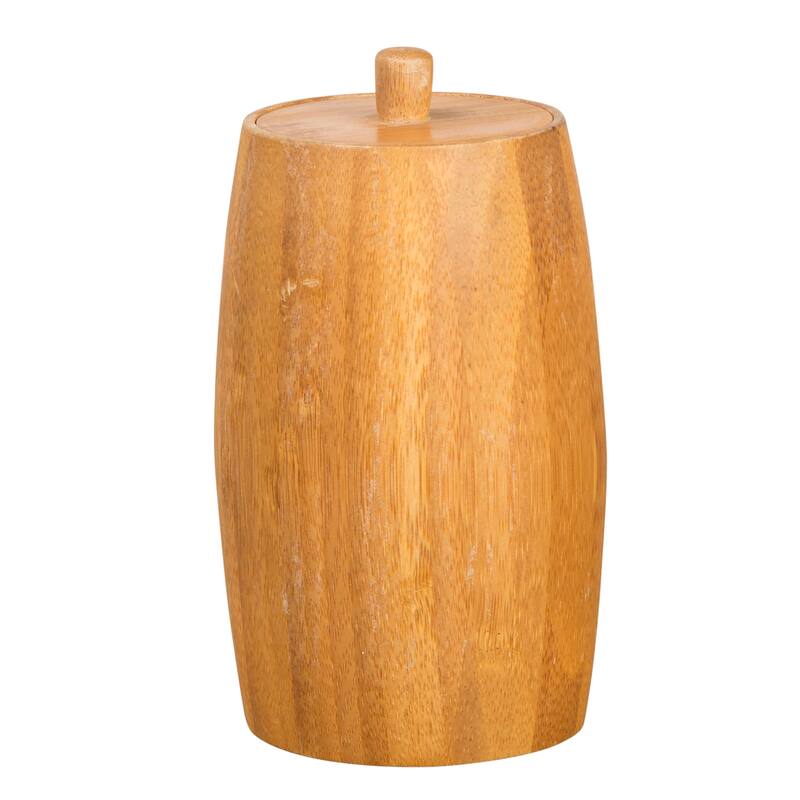 Creative Home Natural Bamboo Ball Cotton Swabs Holder - Brown - Brown