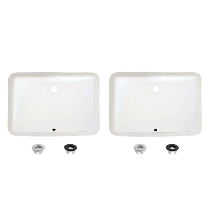 21.25"W x 14.5"D White Rectangular Undermount Bathroom Sink Set of 2 - White