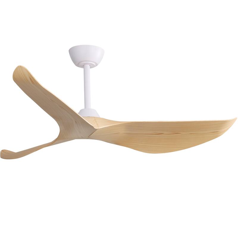 52 Inch Indoor Ceiling Fan No Light, 3 Curved ABS Blades Fan, 6 Speeds Reversible Quiet DC Motor Ceiling Fan