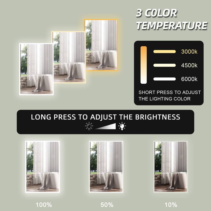 20'' W 30'' H Recessed Frameless Medicine Cabinet Mirror 3 Adjustable