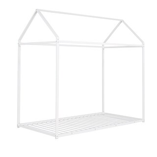 78x40" Metal Platform Bed Frame for Kids, Twin Size Kids Playhouse Bed, Twin Bed Frame, Adjustable Height, No Box Spring Needed
