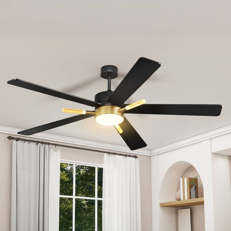 42 Inch Ceiling Fan with Light Remote 3 Crystal Rod and Dimmable Quiet Motor - 52 Inches