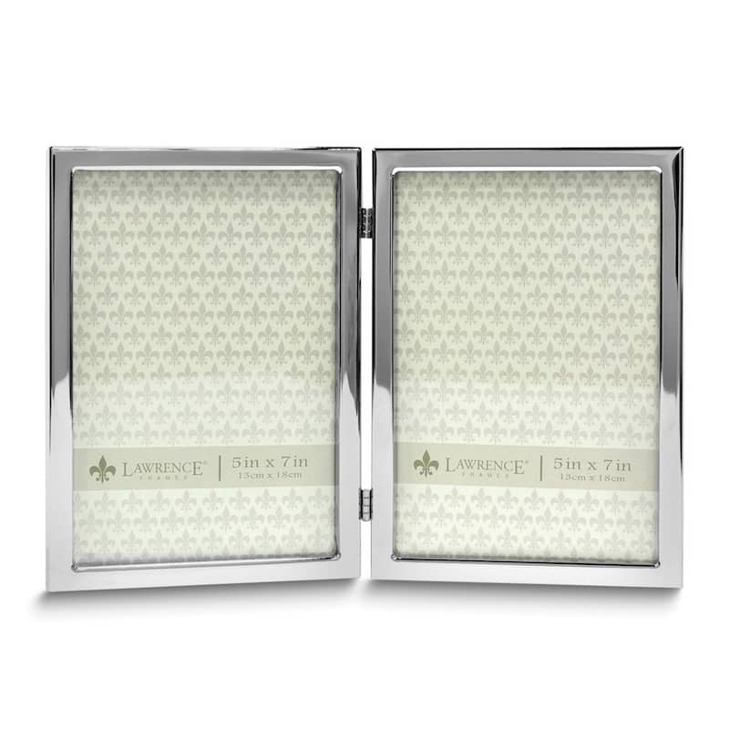 Curata 5x7 Hinged Double Silver-Tone Standard Metal Frame