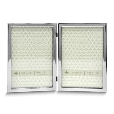 Curata 5x7 Hinged Double Silver-Tone Standard Metal Frame