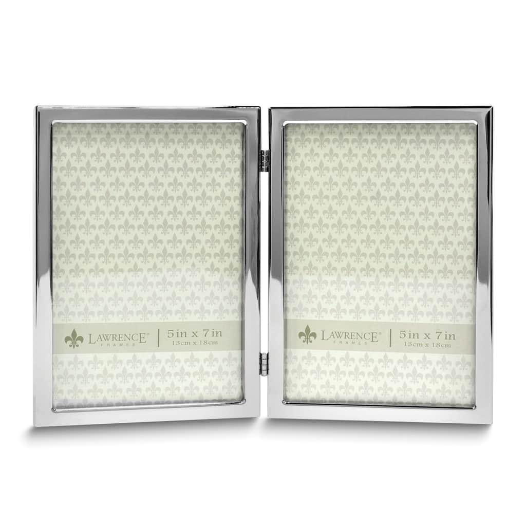 Curata 5x7 Hinged Double Silver-Tone Standard Metal Frame