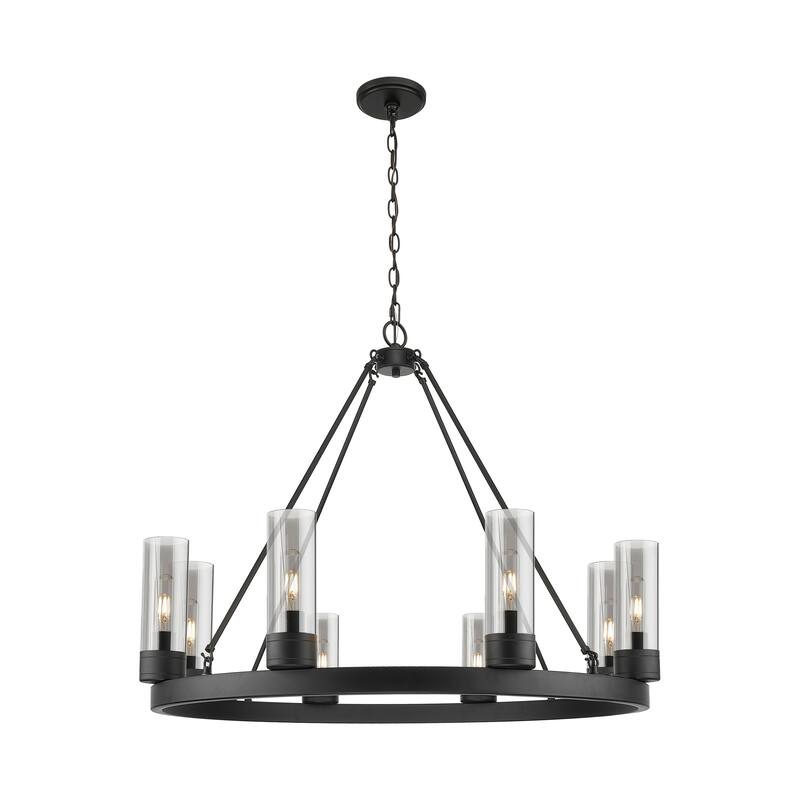 Innovations Lighting Downtown Urban - Boreas - 6 Light 36" Chandelier with 8" Shades - Matte Black/Light Smoke