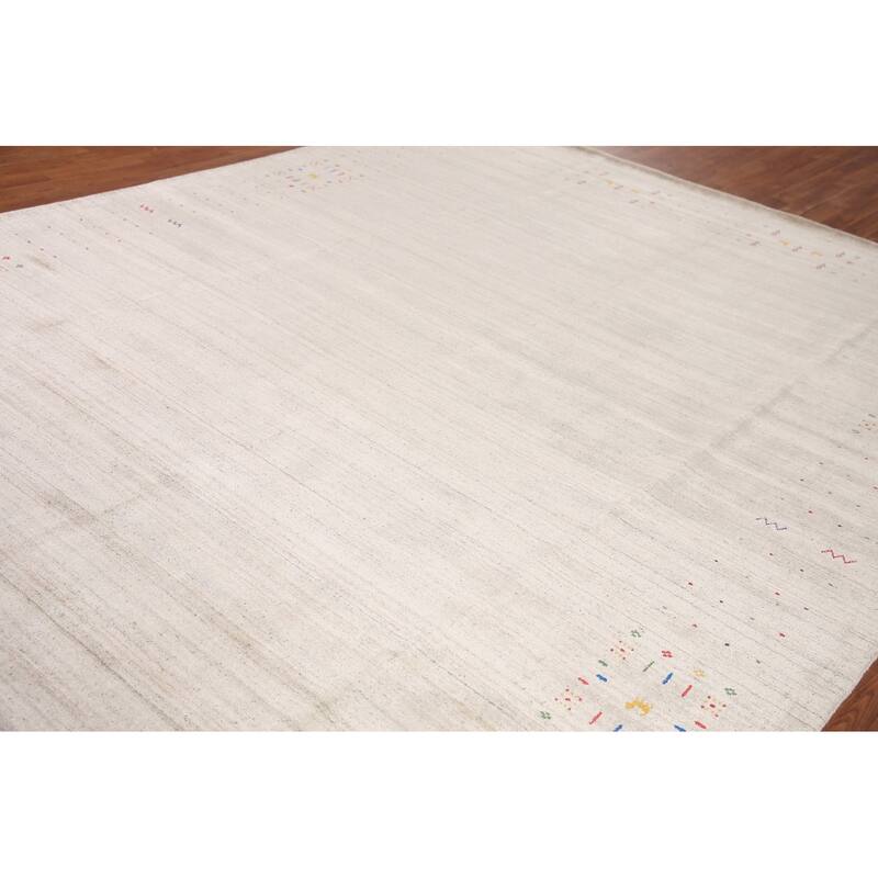 Striped Gabbeh Oriental Area Rug Hand-Knotted Wool Carpet - 8'6" x 11'7"