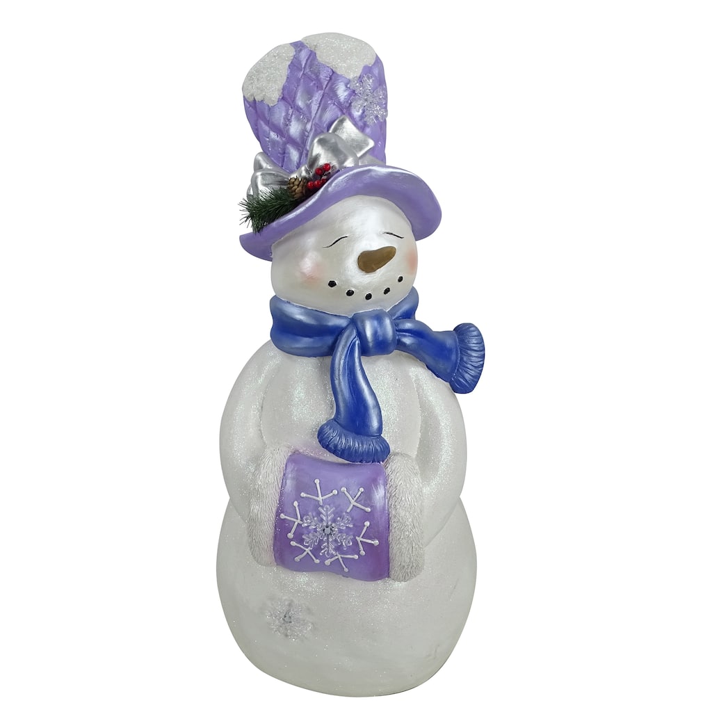 Lavender Winter Snowman Statue with Twinkle LED-LG - 37" H
