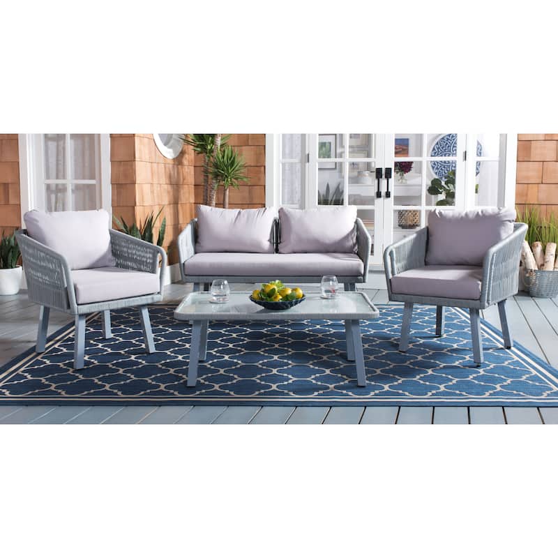 SAFAVIEH Outdoor Cajsa 4-Piece Rope Patio Set - 53W x 27D x 26H
