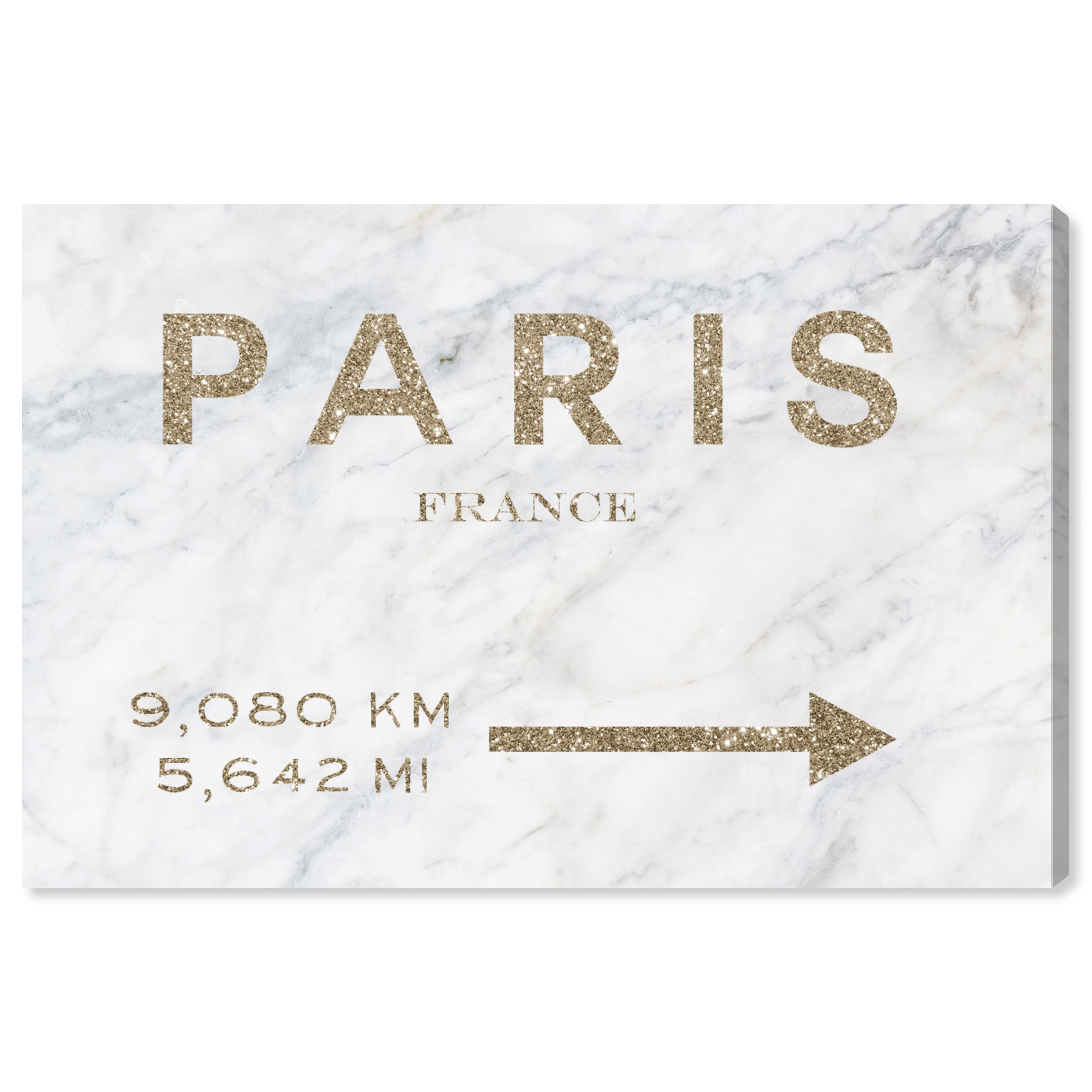 Wynwood Studio Fashion and Glam Wall Art Canvas Prints 'Parisian Road Sign' Road Signs - Gray, Gold