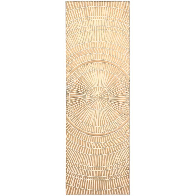 Gold Wood Handmade Intricately Carved Radial Geometric or Starburst Wall Decor