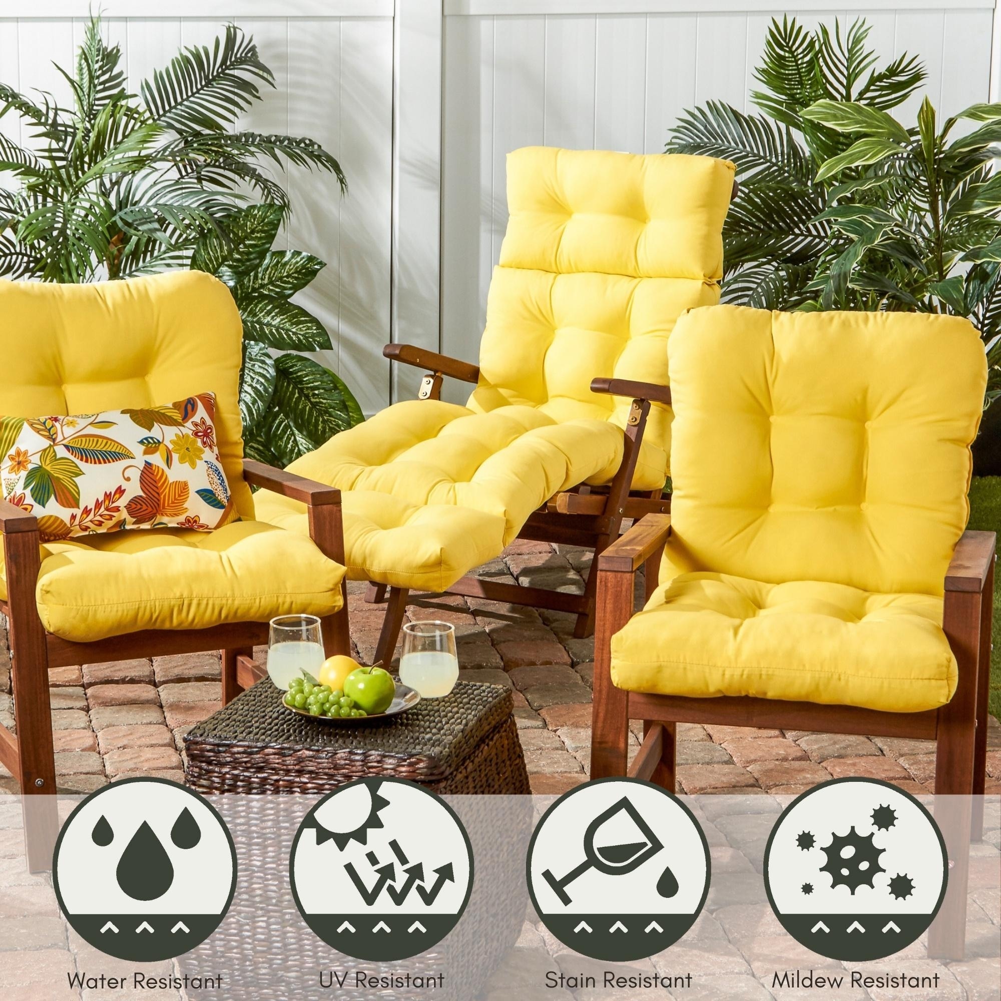 Sunbeam Yellow 72-inch Outdoor Chaise Lounger Cushion On Sale