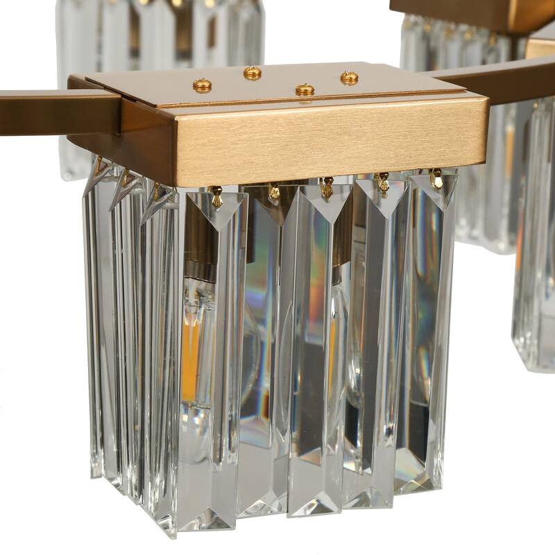 Modern 8-Light Gold Crystal Wheel Chandelier for Living Dining Room - D 31.5" x H 85.7"