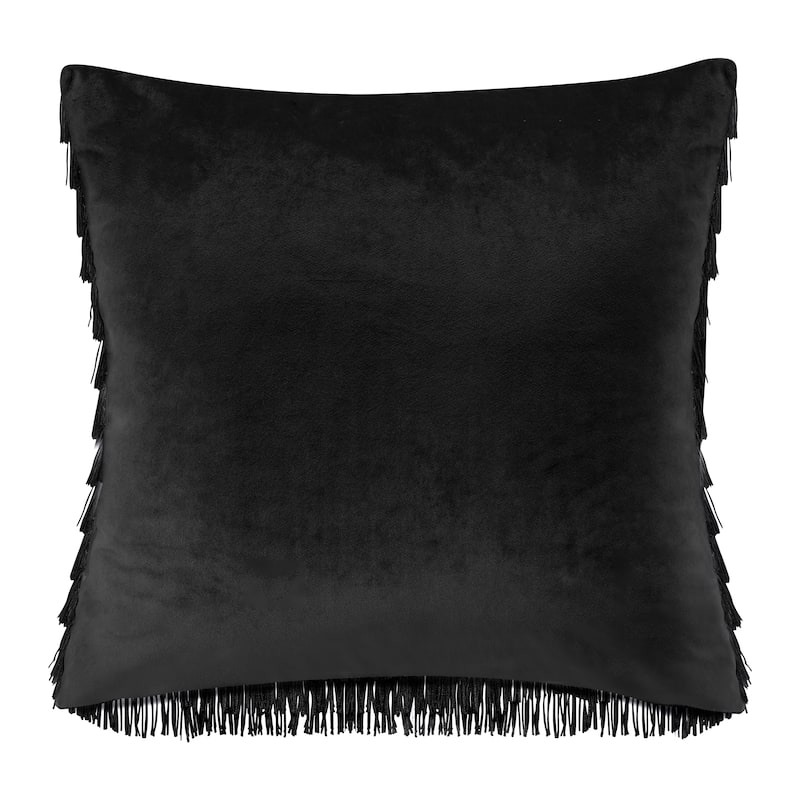 Edie At Home Gatsby Fringe Decorative Throw Pillow - Black