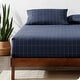 preview thumbnail 8 of 63, Bare Home Double Brushed Deep Pocket Fitted Sheet Full - Grid - Midnight/White