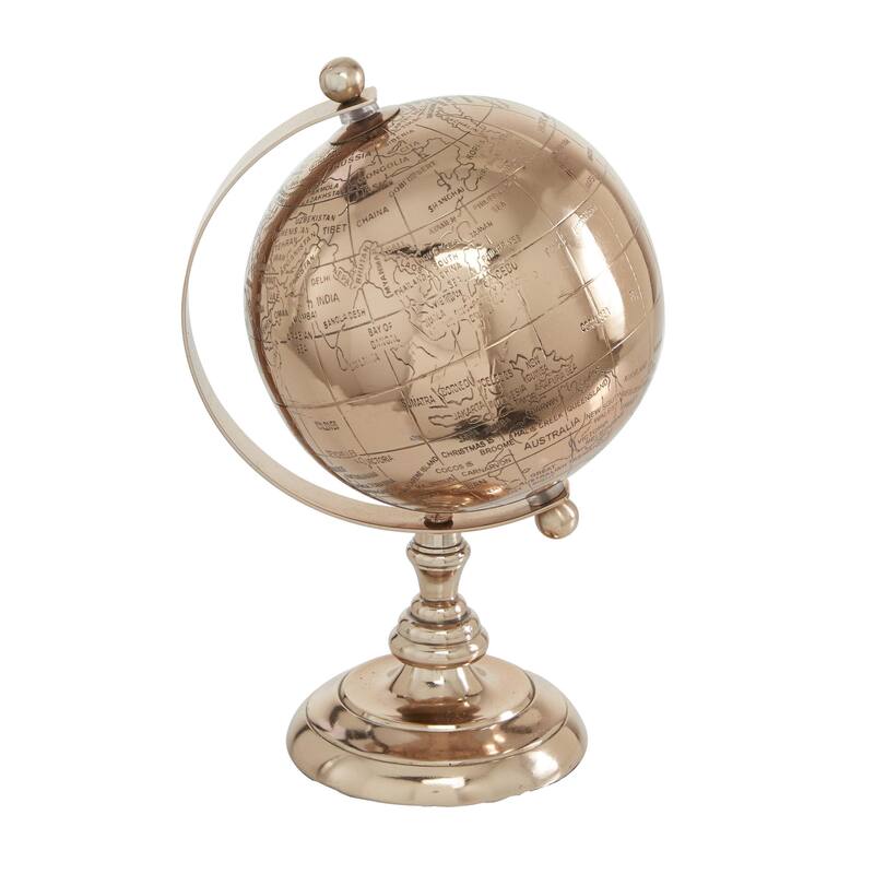 Aluminum Metal World Map Globe - Rose Gold - Roche River Decor