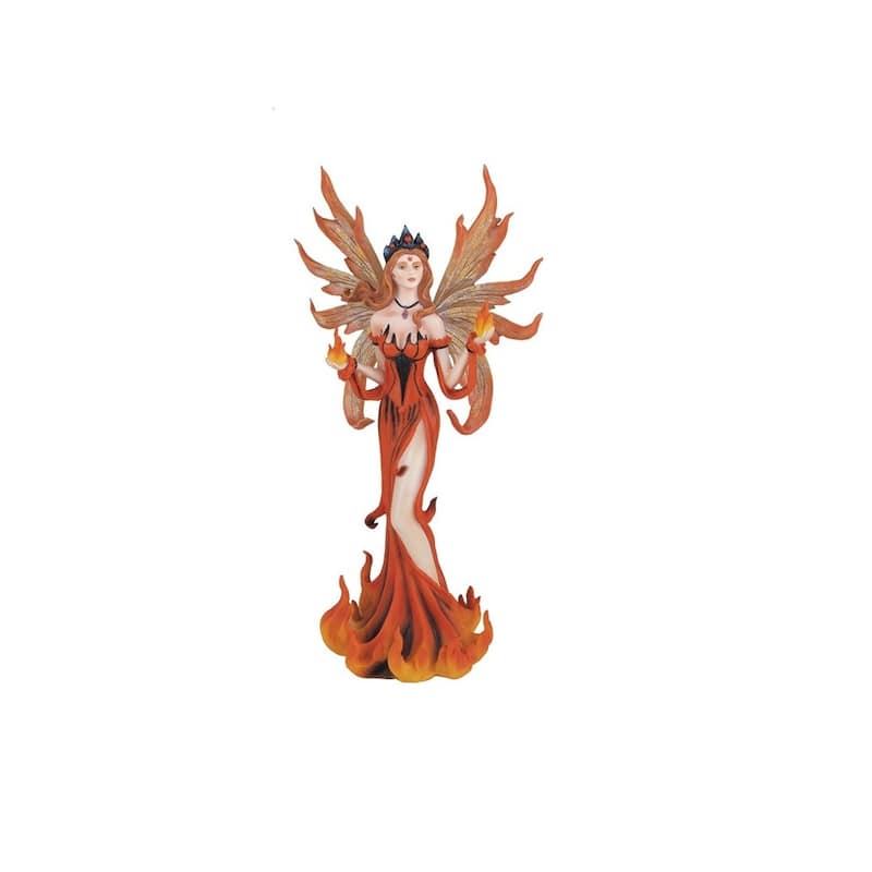 Q-Max 11"H Fire Fairy in Red Statue Fantasy Decoration Figurine
