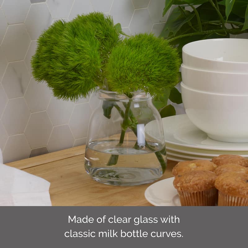 Elements 5In Clear Milk Bottle Glass Vase