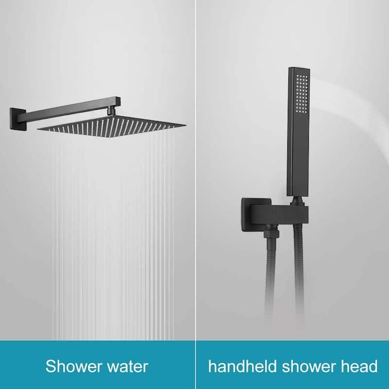 WIZ Wall Mount Rectangle Shower Head with Hand Shower Faucet