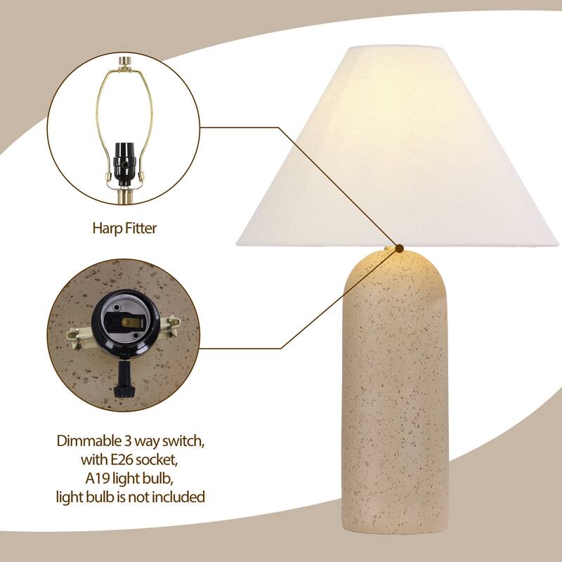 Painted Ceramic Accent Table Lamp with Cone Linen Shade