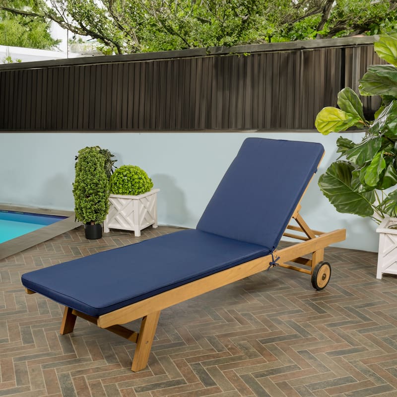 Adjustable Outdoor Chaise Lounge w/ Cushion & Wheels - JONATHAN Y