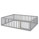preview thumbnail 31 of 30, Queen Size Wood Floor Bed w/ Fence & Door Upholstered Bed Frame