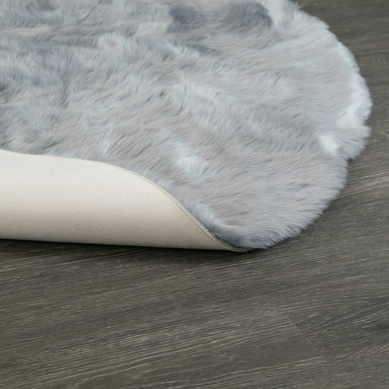 Aurora Grey Round imitative Fur Area Rug 4 Foot Wide - 4' Round - 4' Round