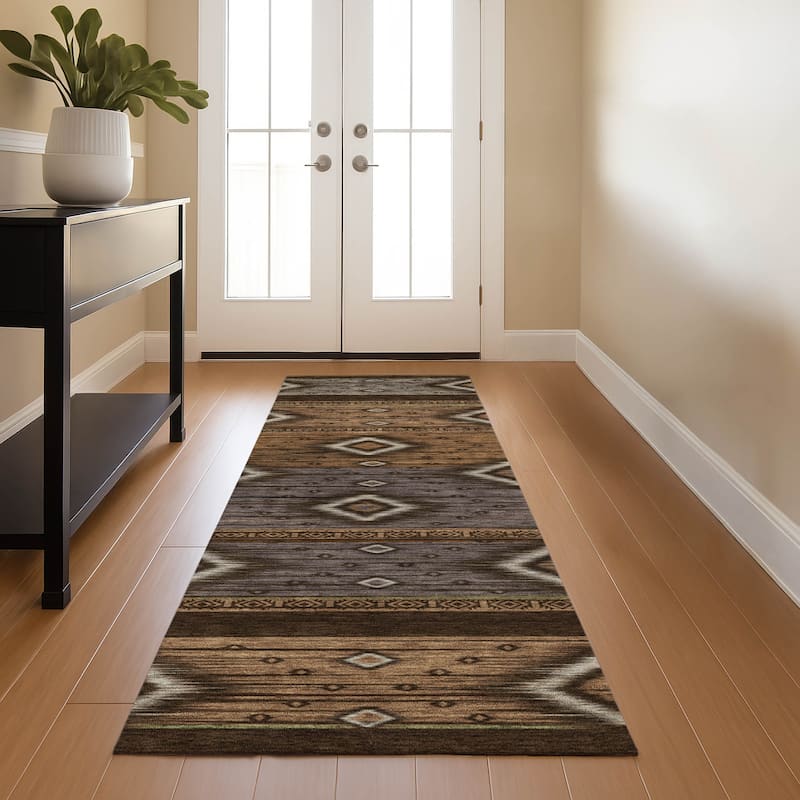 Premium Washable Super Soft Global Boho Mayfield Rug - Chocolate - 2'3" x 7'6"