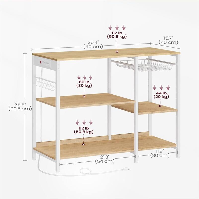 Baker's Rack - 15.7"D x 35.4"W x 35.6"H