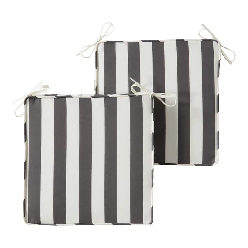 Greendale Home Fashions 18" Square Outdoor Chair Pad (Set of 2) - Canopy Stripe Gray