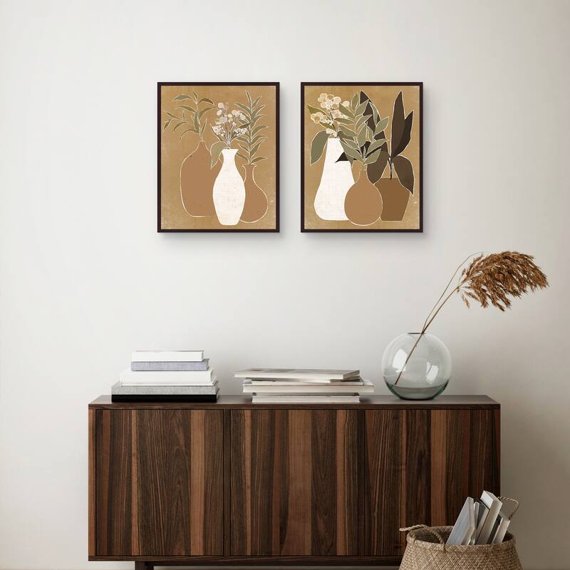 Simple Greens I, II Light Canvas Art Prints