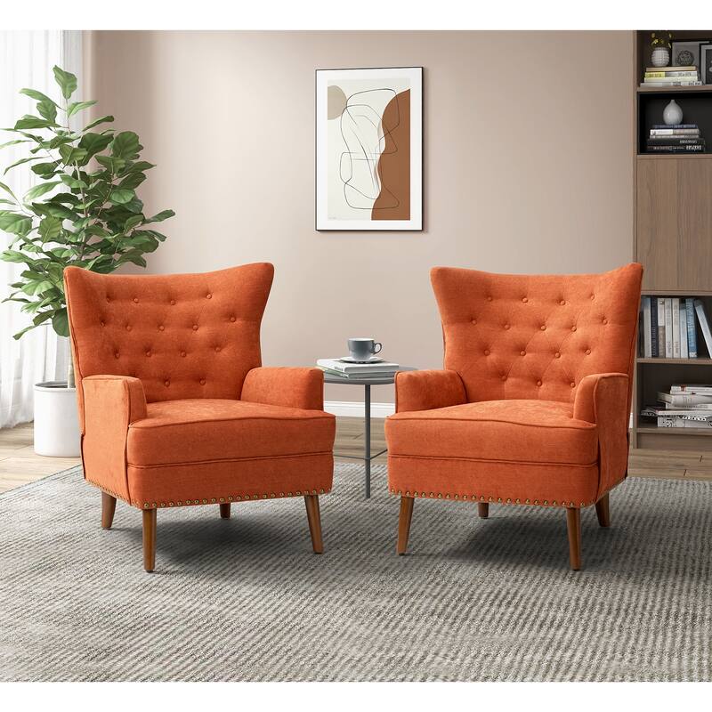 Alpheus Accent Armchair with Tufted Back Set of 2 by HULALA HOME