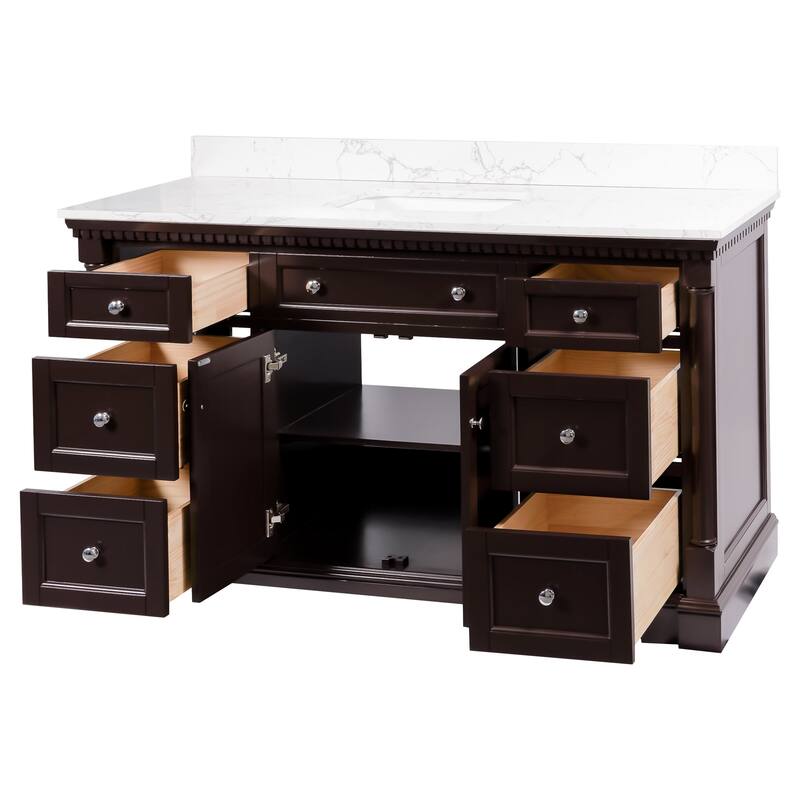 KitchenBathCollection Sydney 60" Single Bathroom Vanity with Engineered Marble Top