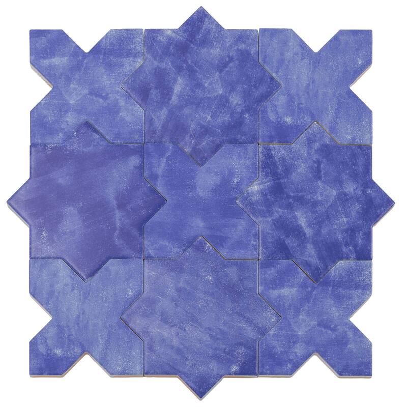 Siena 5" Star with Cross Matte Ceramic Wall and Floor Tile (10.76 sq ft/case) - 54 Pack - Cornflower Blue