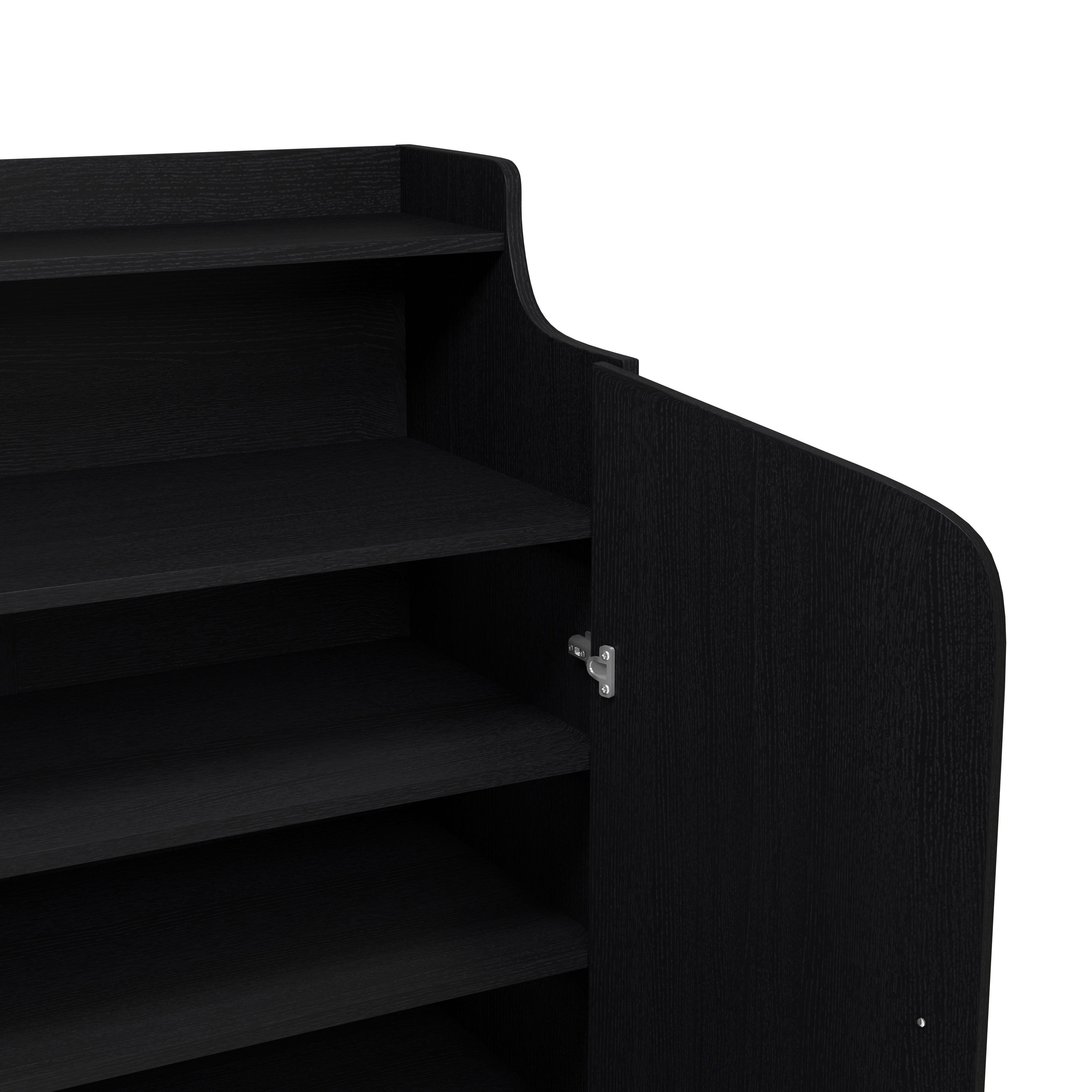DH BASIC Chic Mid-Century Modern Black with Gold 15-Pair Double-Door Shoe Cabinet by Denhour