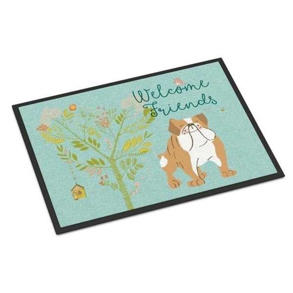 Carolines Treasures BB7602MAT Welcome Friends English Bulldog Indoor or Outdoor Mat 18 x 27 in.