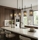 preview thumbnail 5 of 18, Tifany Modern 5-Light Black Chandelier Oversized Linear Colored Glass Kitchen Island Light - L 45.3" x W 4.3" x H 17.3"
