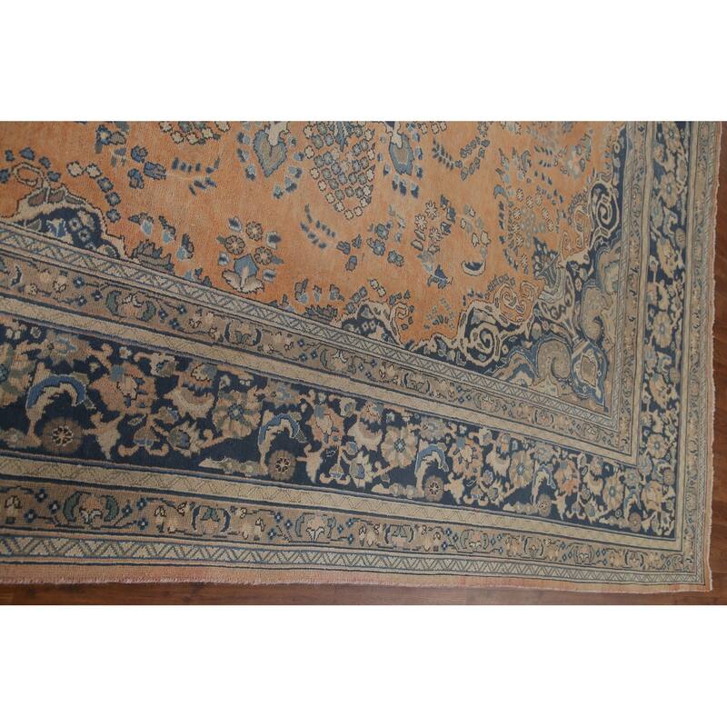 Vegetable Dye Mashad Persian Vintage Area Rug Hand-knotted Wool Carpet - 9'7" x 12'6"