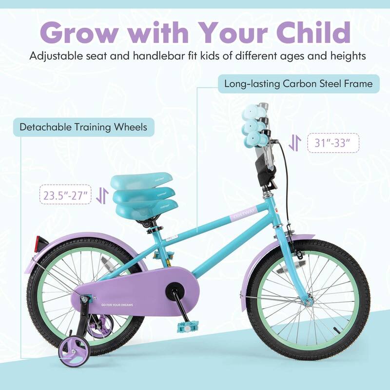 Costway 18" Kids Bike with Adjustable Saddle Handlebar Removable - See Details