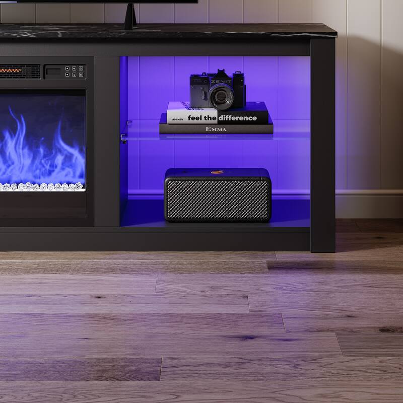 TV Stand for TVs up to 75" with Fireplace, LED Entertainment Center