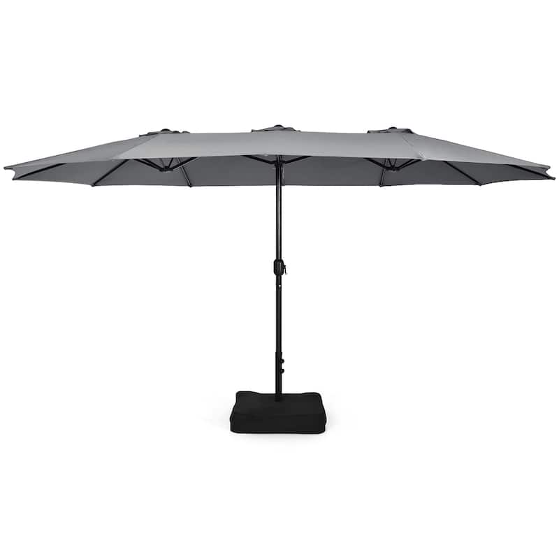 Costway 15FT Double-Sided Twin Patio Umbrella Outdoor Market W/ Crank