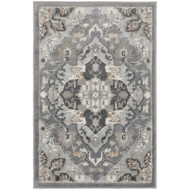 Buba Power Loomed Floral Non Skid Stain Resistant Low Pile Area Rug By HomeRoots - 36' X '24' X '0.25