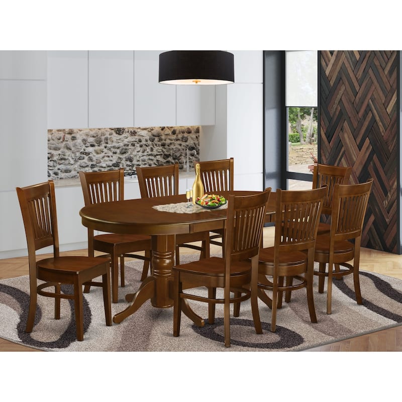 East West Furniture 9 Piece Dining Table Set Includes an Oval Wooden Table and 8 Dining Chairs, Espresso(Seat Type Options) - Standard Chairs