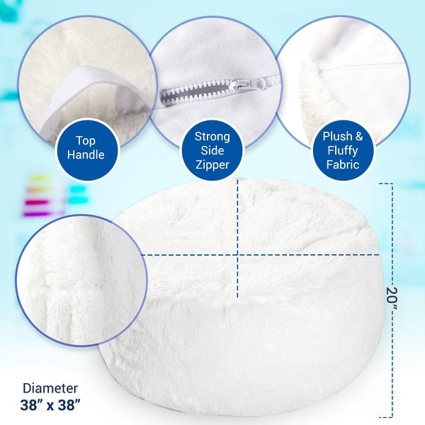 dimension image slide 0 of 5, Cheer Collection Shaggy Bean Bag and Stuffed Animal Storage Case