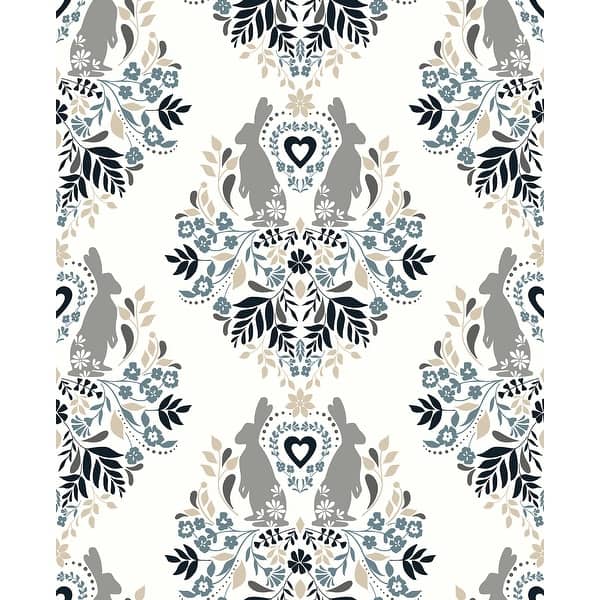 slide 2 of 8, NextWall Spring Damask Peel and Stick Wallpaper - 20.5 in. W x 18 ft. L 20.5 in. W x 18 ft. L - Bluestone & Grey